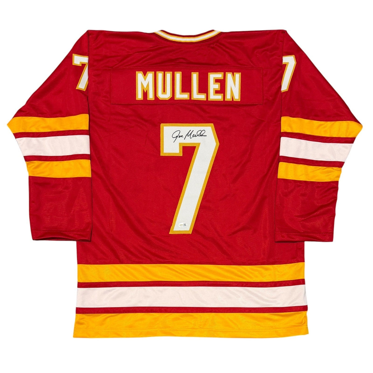 Joe Mullen Signed Autographed Calgary Flames Custom Jersey JSA Witness COA-Powers Sports Memorabilia