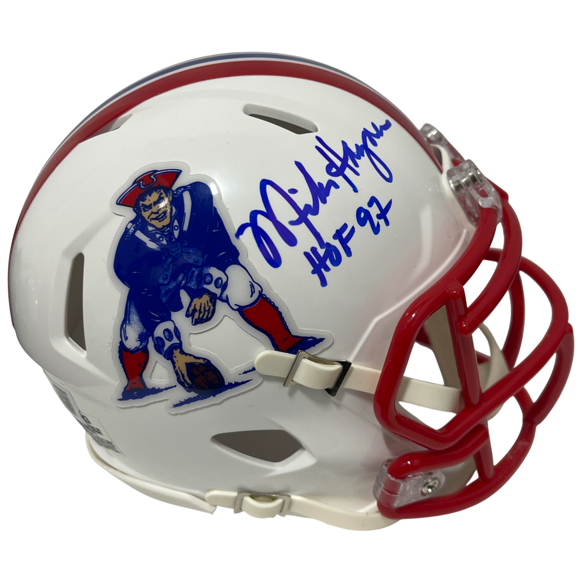 Mike Haynes Signed Patriots TB Mini Helmet w/ HOF 97 Beckett Witness Authenticated-Powers Sports Memorabilia