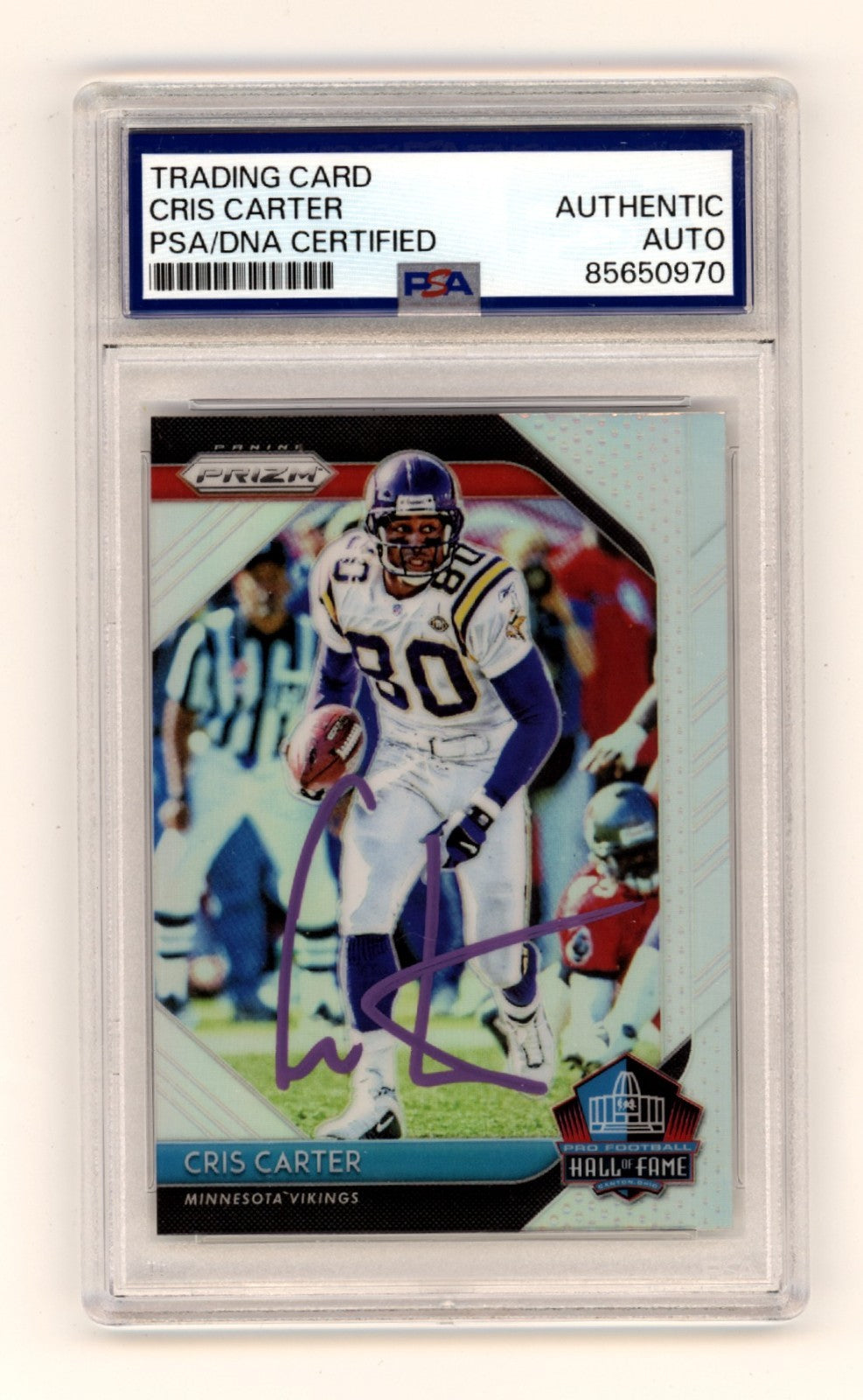 Cris Carter 2018 Panini Prizm Hall of Fame Silver Signed PSA Authentic Auto-Powers Sports Memorabilia