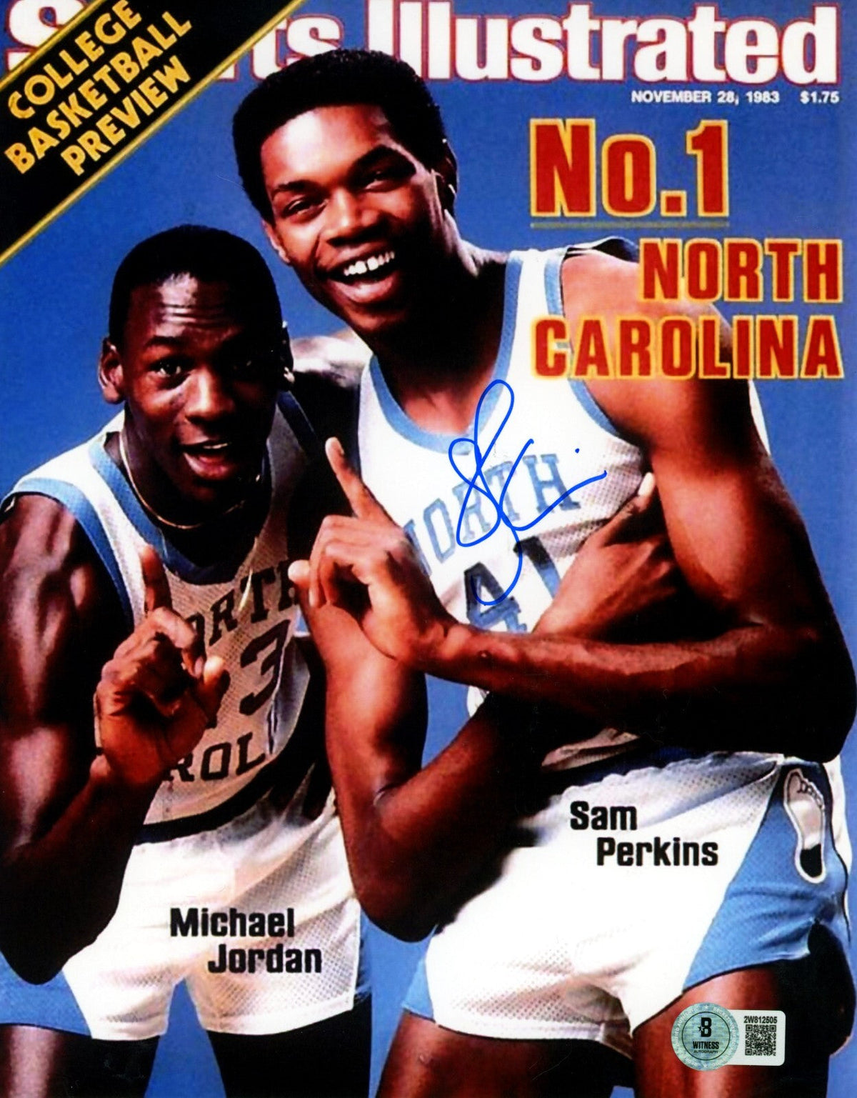 Sam Perkins Signed UNC 8x10 Sports Illustrated Photo Beckett Witness Authenticated-Powers Sports Memorabilia