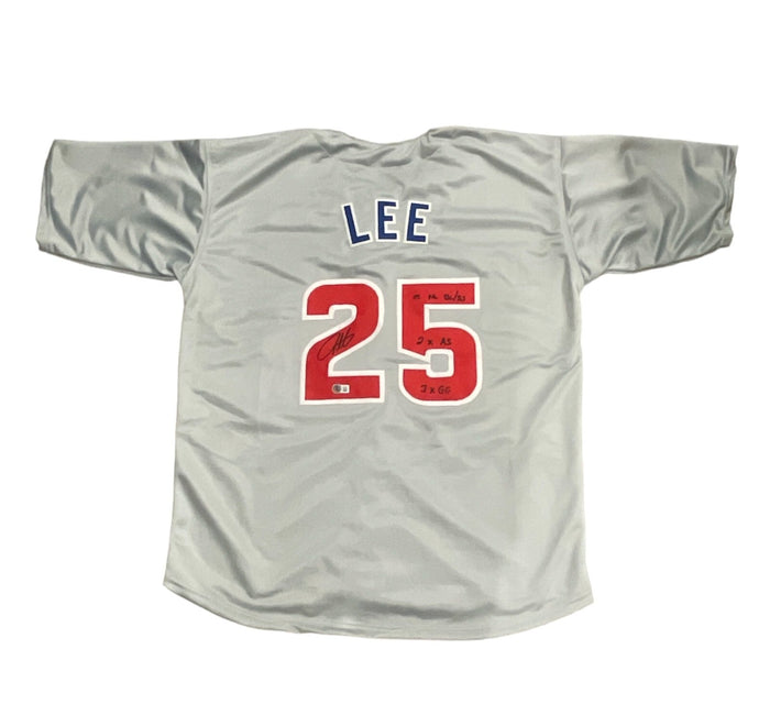 Derrek Lee Signed Chicago Cubs Custom Jersey w/ 3 Insc Beckett Witness BAS COA-Powers Sports Memorabilia