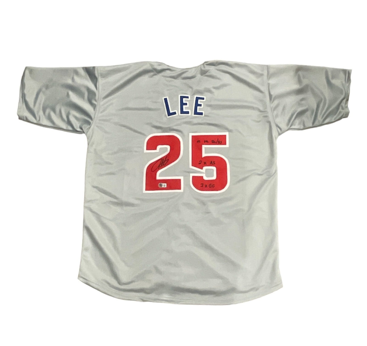 Derrek Lee Signed Chicago Cubs Custom Jersey w/ 3 Insc Beckett Witness BAS COA-Powers Sports Memorabilia
