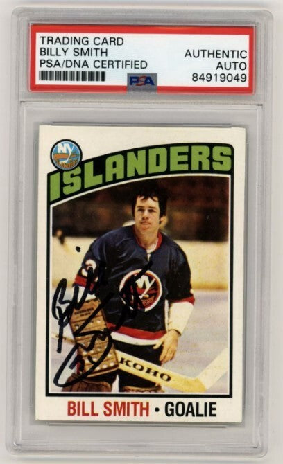 Billy Smith 1976-77 Topps #46 Signed PSA Authentic Auto Black Islanders HOF-Powers Sports Memorabilia