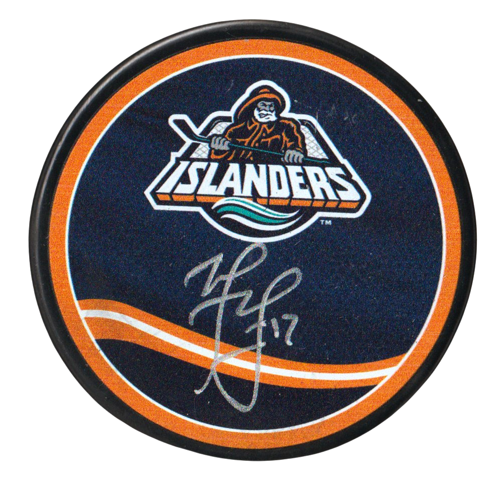 Matt Martin Signed New York Islanders Reverse Retro Puck Beckett Witness Authenticated-Powers Sports Memorabilia