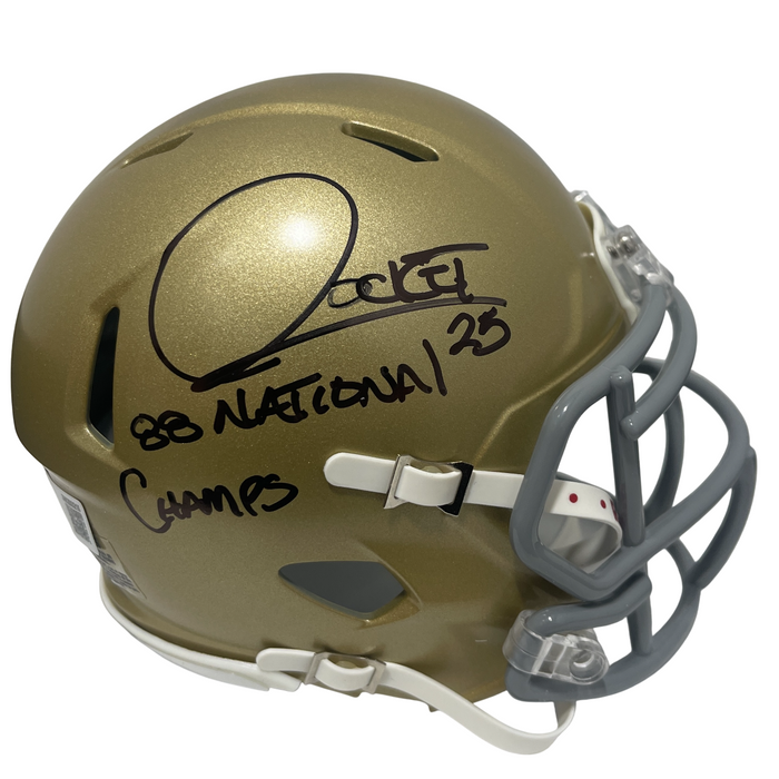 Rocket Ismail Signed Notre Dame Mini Helmet 88 National Champs Beckett W Beckett Authenticated-Powers Sports Memorabilia