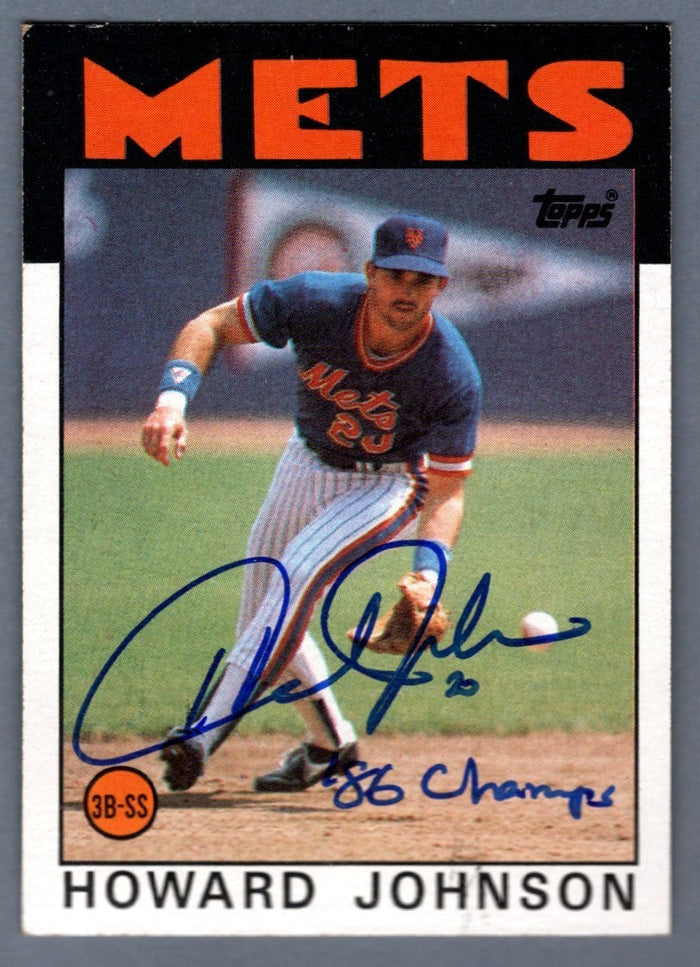 Howard Johnson Signed 1986 Topps #751 w/ 86 Champs LSCM Authenticated New York Mets-Powers Sports Memorabilia