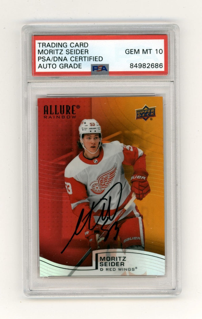 Moritz Seider 2021-22 Upper Deck Allure RO Rainbow #R-16 Rookie RC PSA 10 Auto-Powers Sports Memorabilia