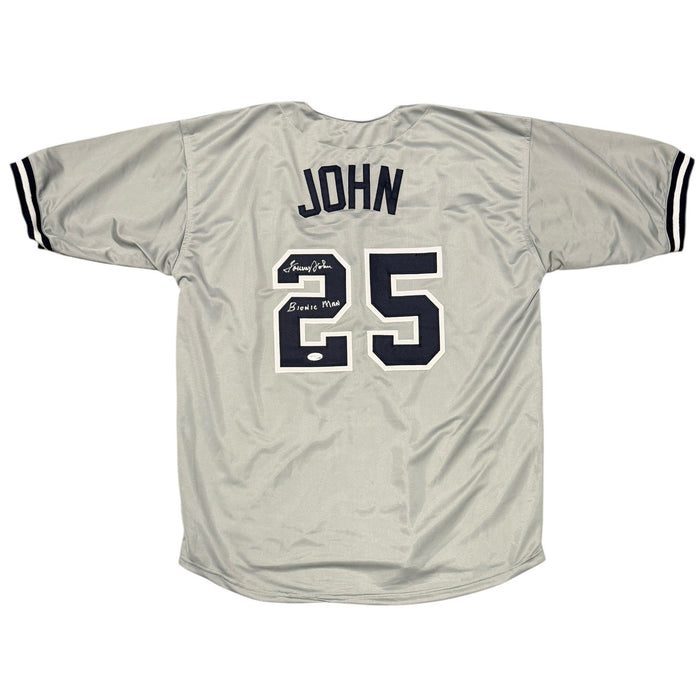 Tommy John Signed New York Yankees Custom Jersey w/ Bionic Man Insc. JSA Wit COA-Powers Sports Memorabilia