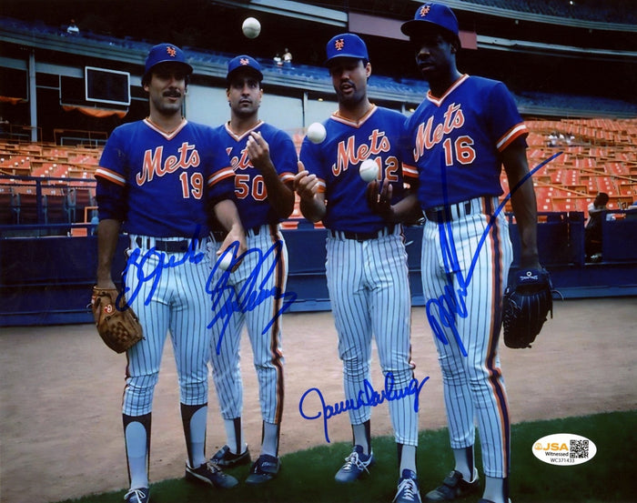 Gooden Darling Ojeda Fernandez Mets Starting Four Signed 8x10 Photo JSA Witness Authenticated-Powers Sports Memorabilia