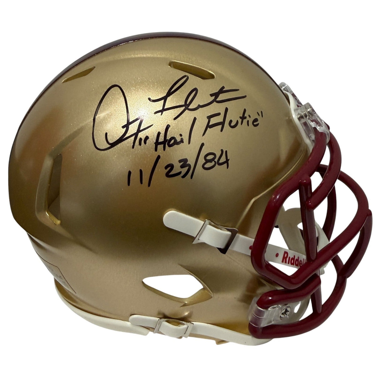 Doug Flutie Signed Boston College Speed Mini Helmet w/ Hail Flutie JSA Witness Authenticated-Powers Sports Memorabilia