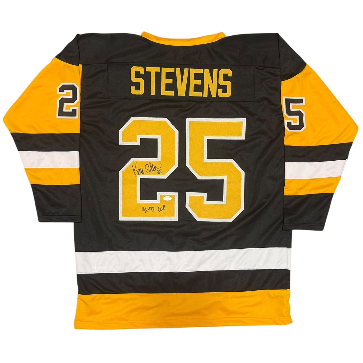 Kevin Stevens Signed Pittsburgh Penguins Custom Jersey w 91-92 Cup JSA Wit COA B-Powers Sports Memorabilia
