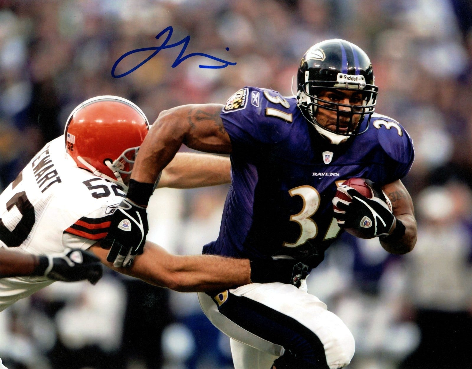 Jamal Lewis Signed Baltimore Ravens 8x10 Photo LSCM Authenticated #2-Powers Sports Memorabilia