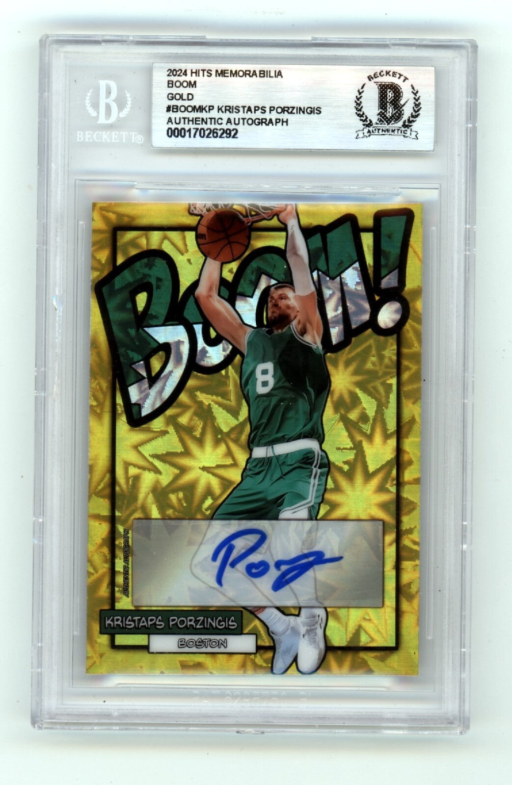Kristaps Porzingis 2024 Hits Memorabilia BOOM Gold JSY #8/10 Signed BGS BAS Auto-Powers Sports Memorabilia