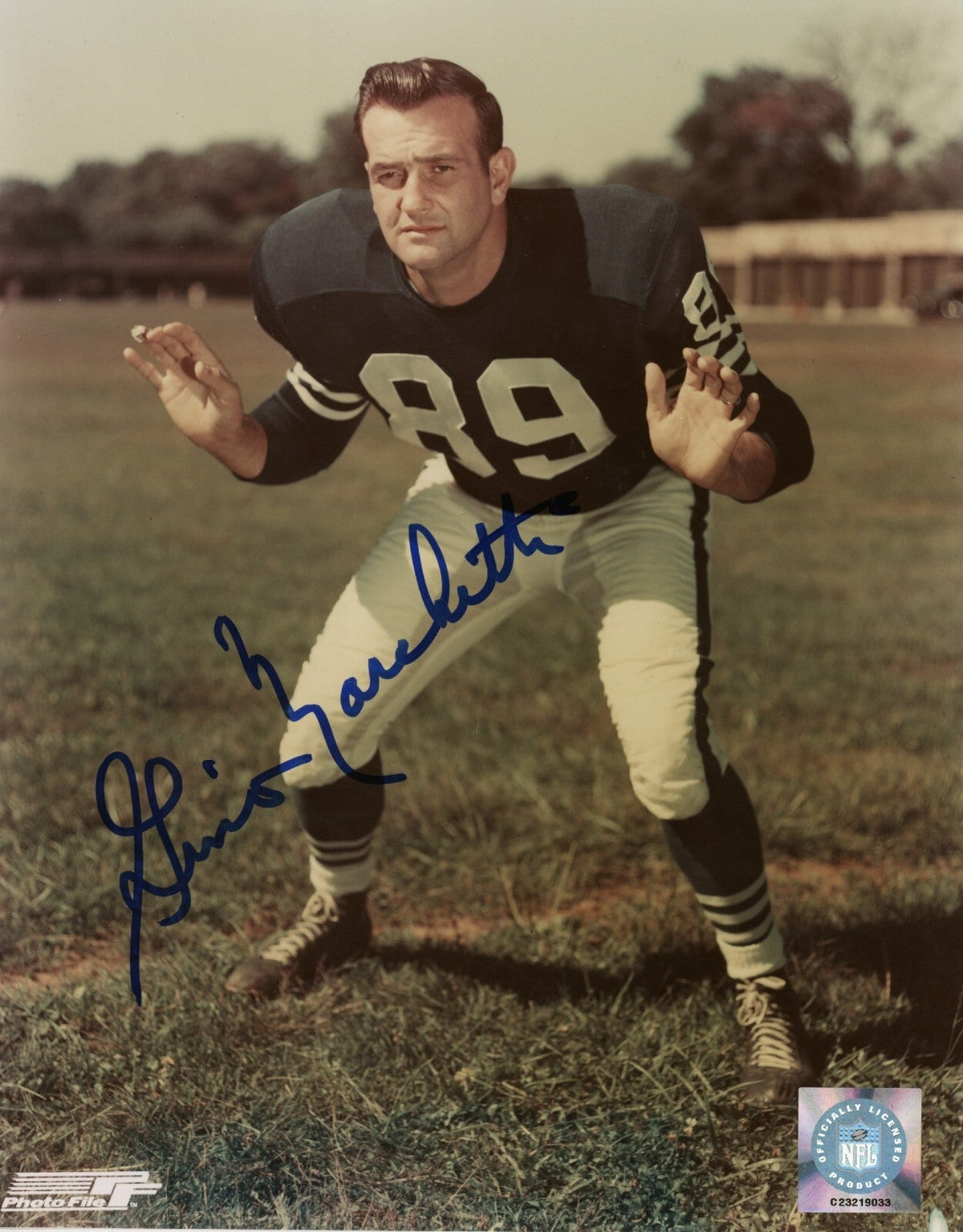 Gino Marchetti Signed Baltimore Colts 8x10 Photo File LSCM Authenticated-Powers Sports Memorabilia