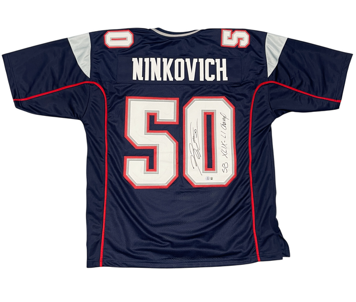 Rob Ninkovich Signed Custom Jersey w SB XLIX LI Champ Beckett W Beckett Authenticated - Navy Jersey-Powers Sports Memorabilia