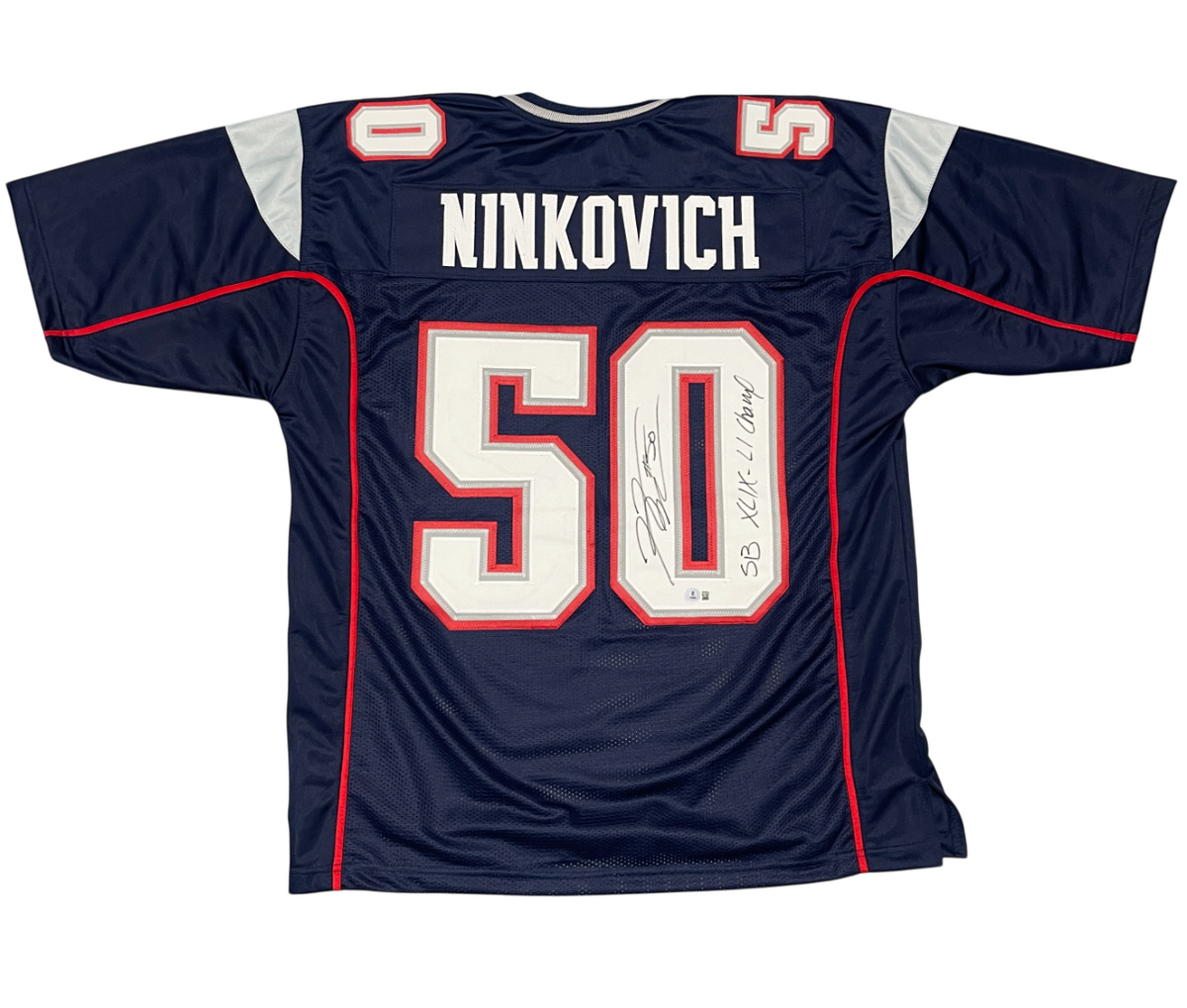 Rob Ninkovich Signed Custom Jersey w SB XLIX LI Champ Beckett W Beckett Authenticated - Navy Jersey-Powers Sports Memorabilia