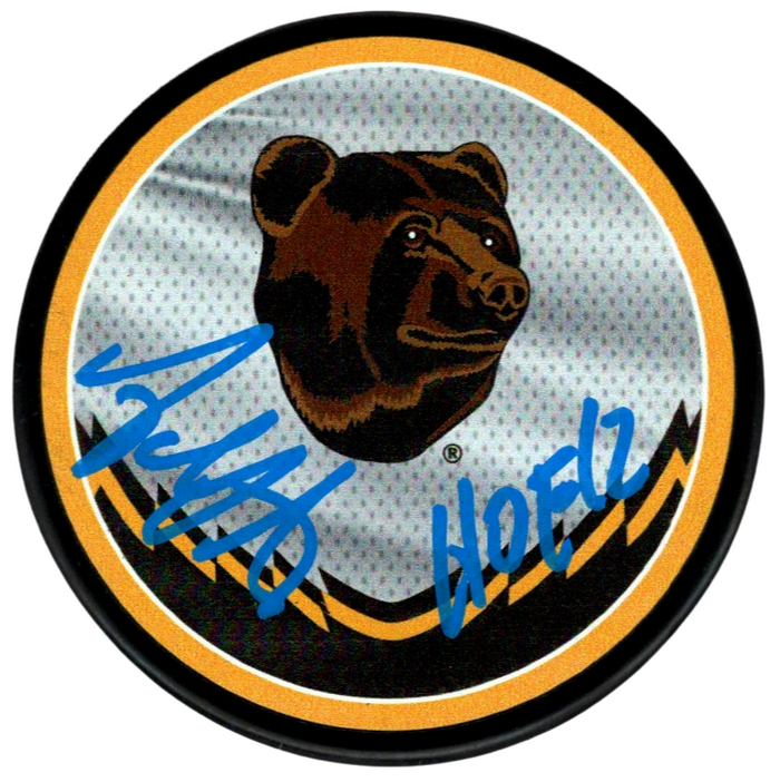Adam Oates Signed Bruins Reverse Retro Puck w/ HOF 12 Beckett Witness Authenticated-Powers Sports Memorabilia