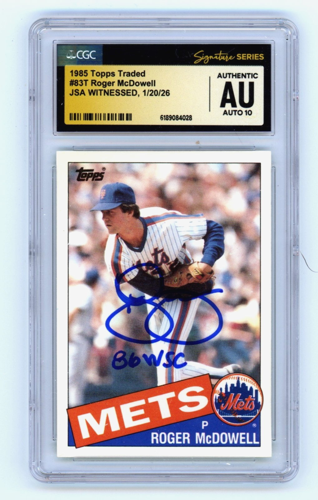 Roger McDowell 1985 Topps Traded #83T RC w/ 86 WSC Signed JSA CGC 10 Auto-Powers Sports Memorabilia