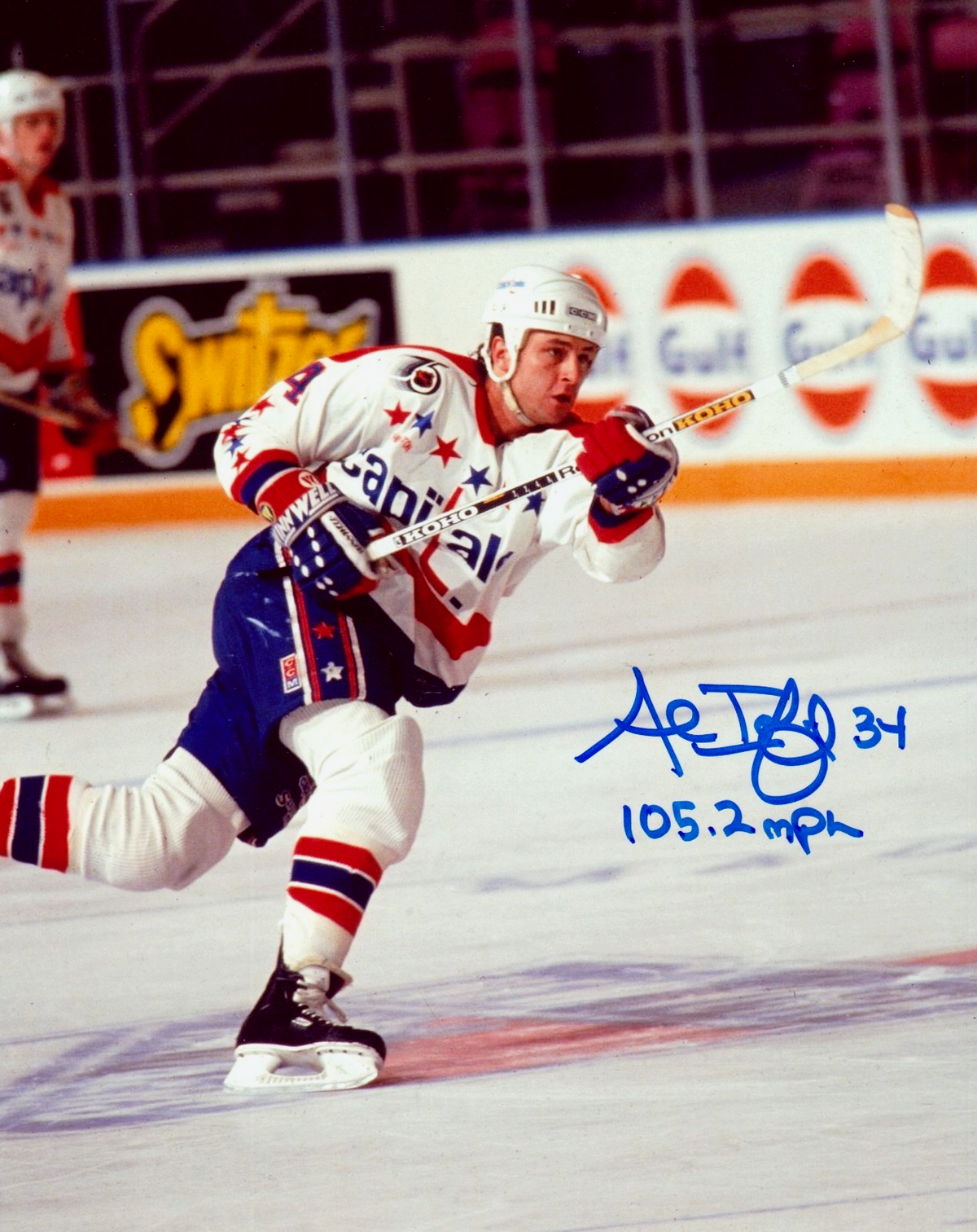 Al Iafrate Signed Washington Capitals 8x10 Photo w/ 105.2 MPH LSCM Authenticated-Powers Sports Memorabilia
