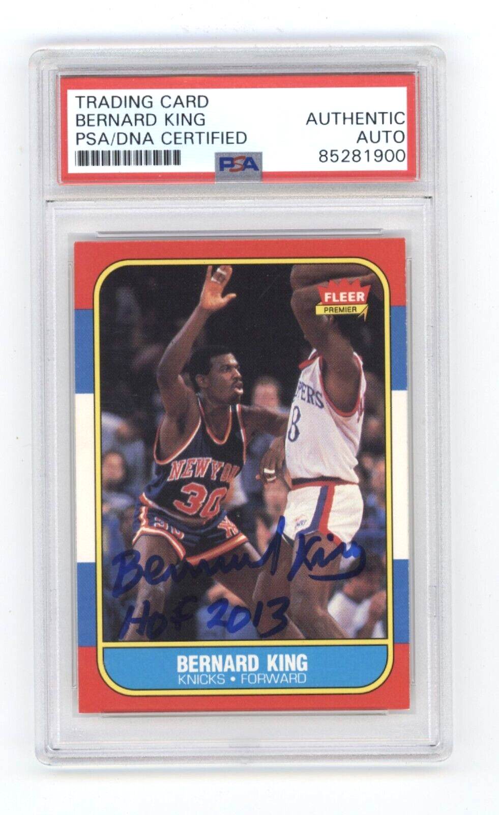 Bernard King 1986-87 Fleer #60 w/ HOF 2013 Inscription Signed PSA Auto Knicks - Variant LSCM 632-Powers Sports Memorabilia