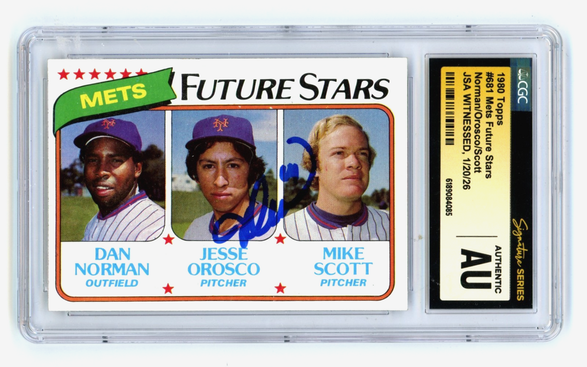 Jesse Orosco 1980 Topps #681 Signed Rookie RC JSA CGC Authentic New York Mets-Powers Sports Memorabilia