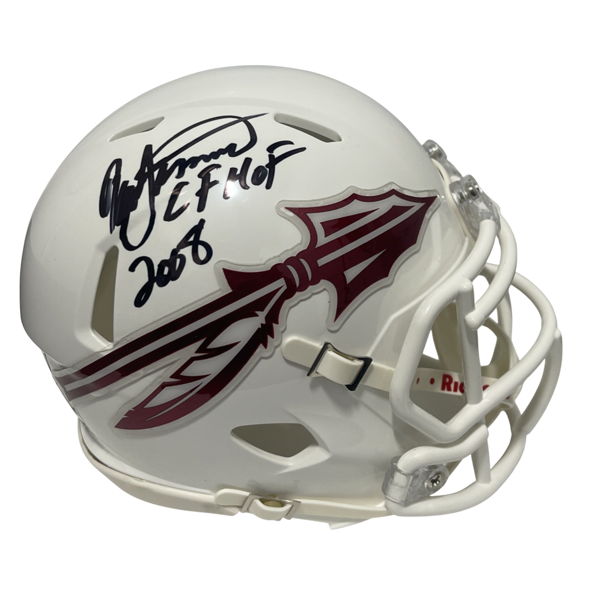 Ron Simmons Signed Florida State White Mini Helmet w/ CHOF 2008 Beckett Wit COA-Powers Sports Memorabilia