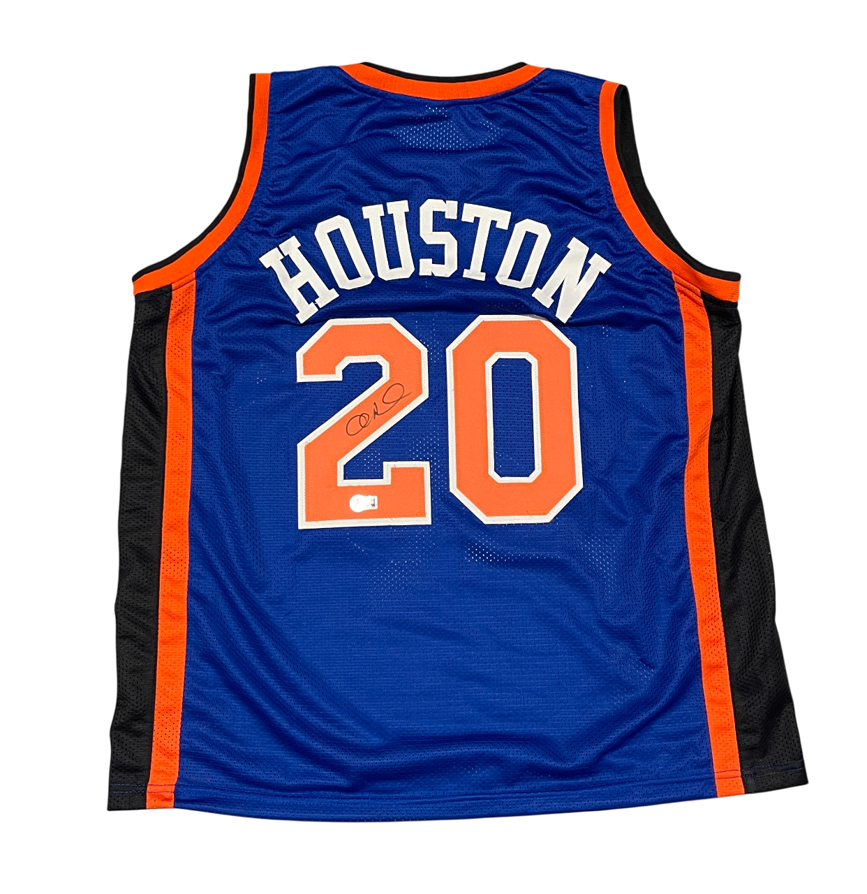Allan Houston Signed Custom Blue Jersey Beckett Witness Authenticated-Powers Sports Memorabilia