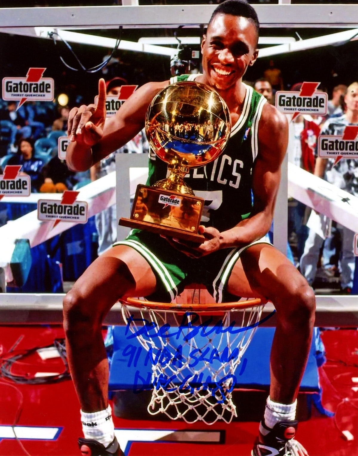 Dee Brown Signed Boston Celtics 8x10 Photo w/ 91 NBA Slam Dunk Champ! LSCM Authenticated-Powers Sports Memorabilia