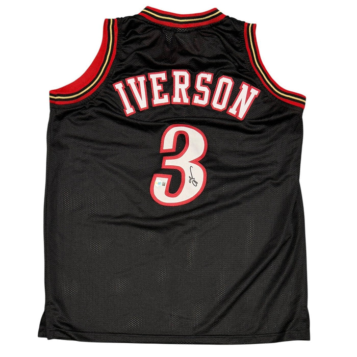 Allen Iverson Signed Custom Black Jersey Beckett Witness Authenticated-Powers Sports Memorabilia