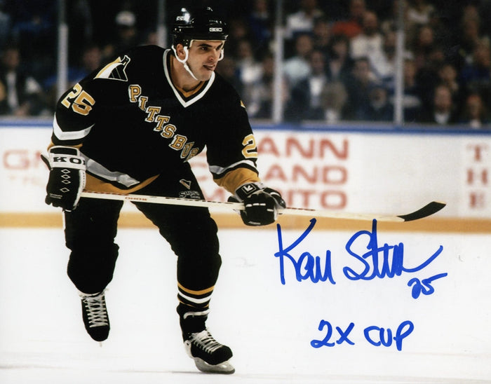 Kevin Stevens Signed Pittsburgh Penguins 8x10 Photo w/ 2x Cup LSCM Authenticated #2-Powers Sports Memorabilia