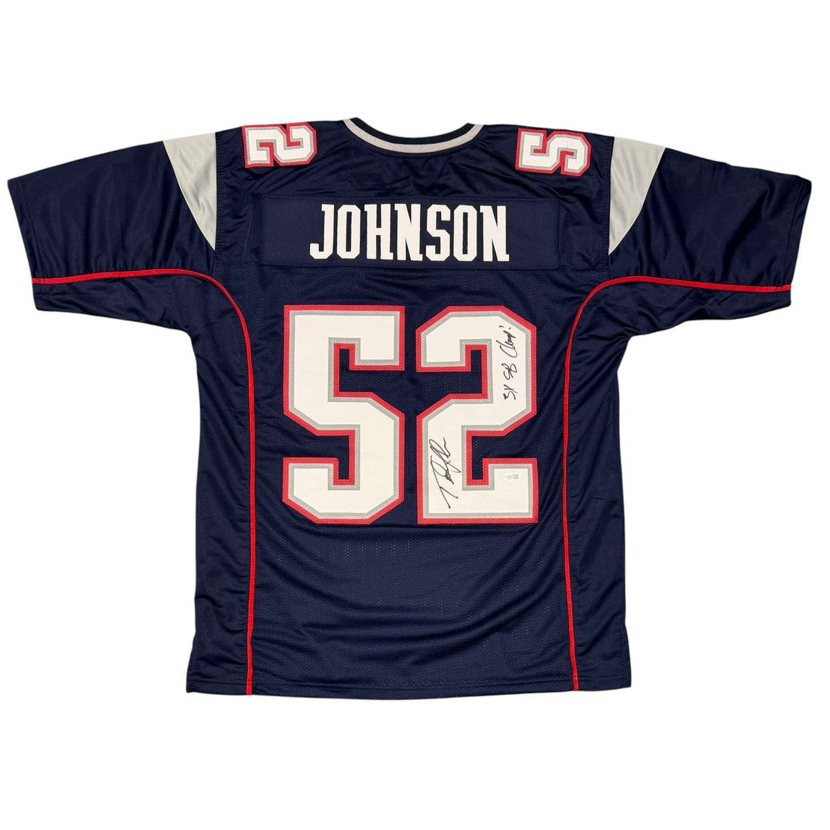 Ted Johnson Signed Custom Jersey w/ 3x SB Champ JSA Witness Authenticated-Powers Sports Memorabilia