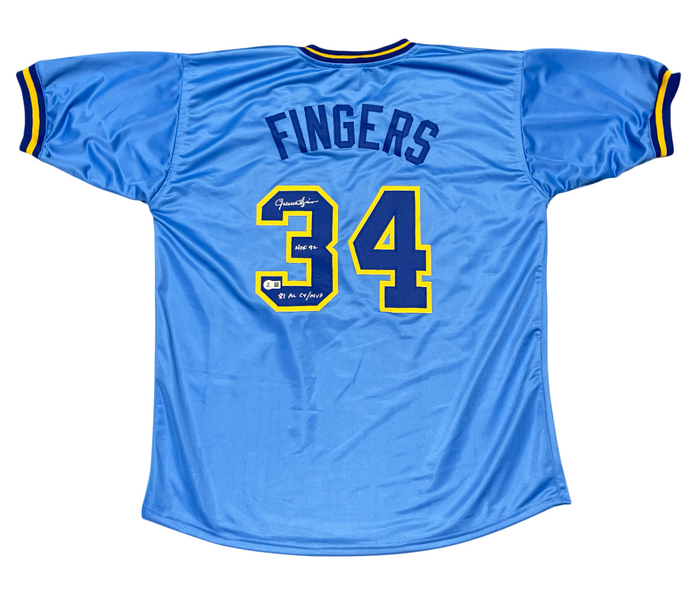 Rollie Fingers Signed Milwaukee Custom Jersey w/ 2 Insc Beckett Witness BAS COA-Powers Sports Memorabilia