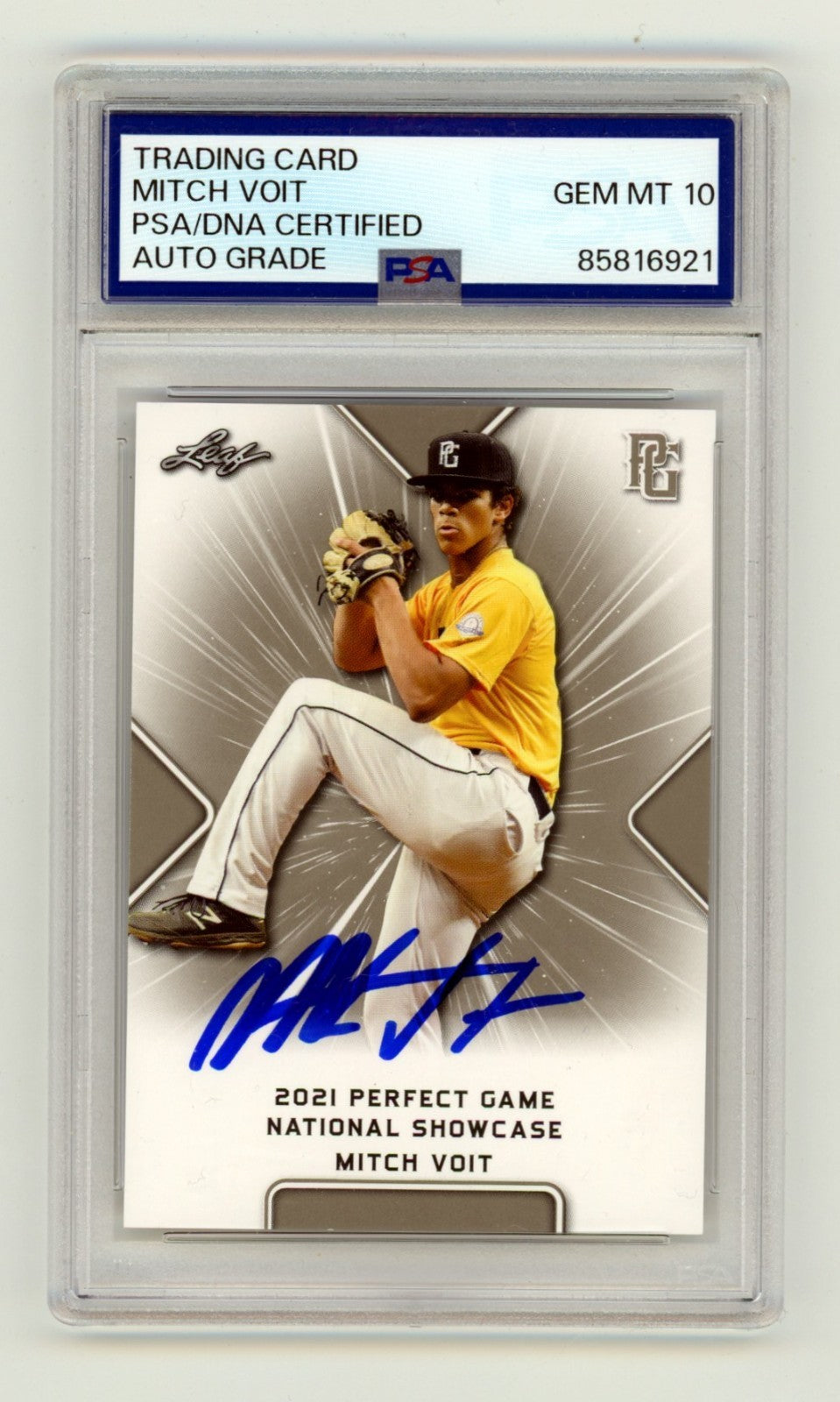 Mitch Voit 2021 Leaf Perfect Game 252 Signed Rookie RC PSA 10 Auto New York Mets-Powers Sports Memorabilia