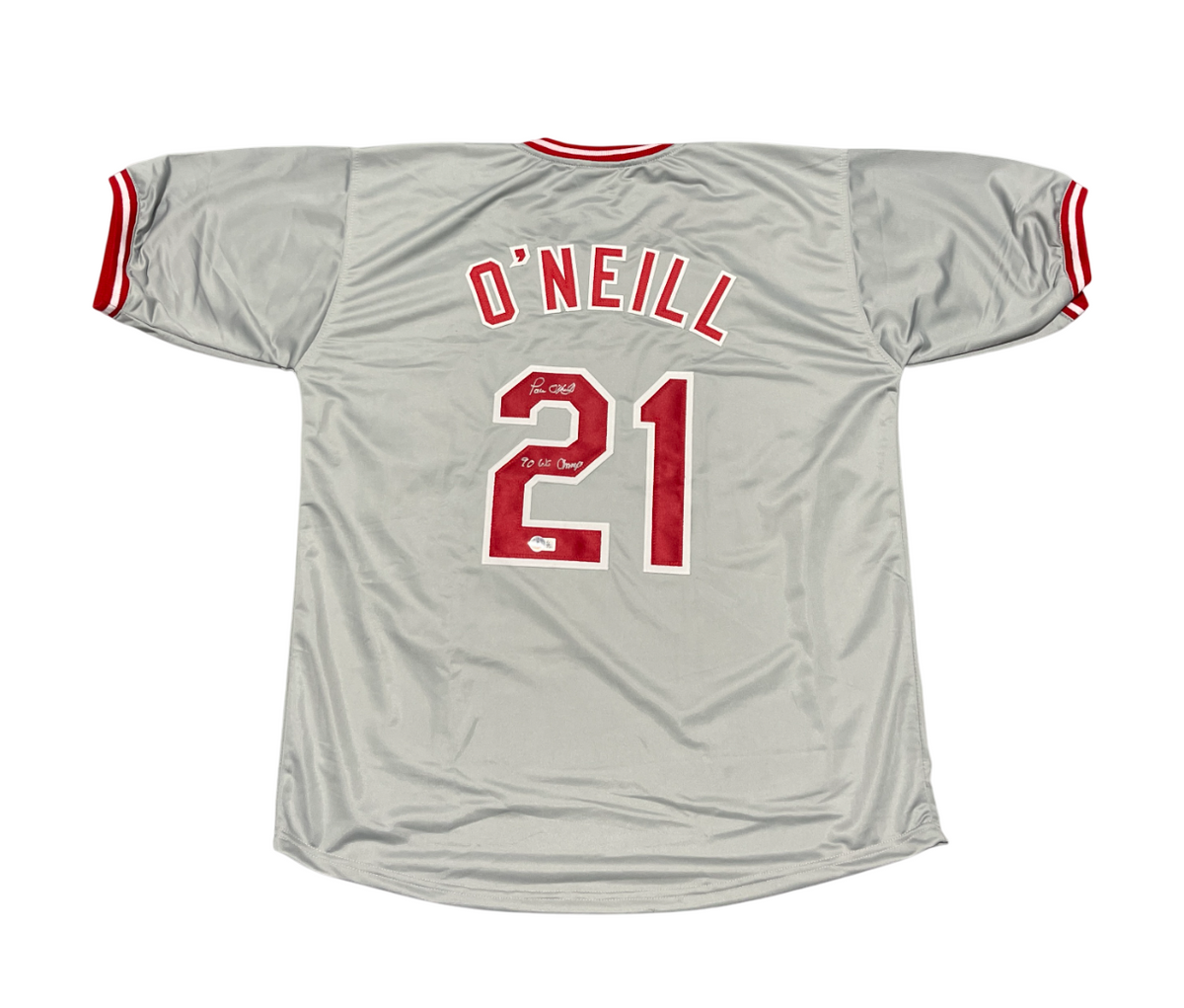 Paul O'Neill Signed Reds Custom Jersey w/ 90 WS Champ Beckett Witness BAS COA-Powers Sports Memorabilia