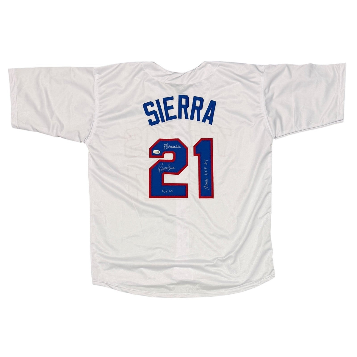 Ruben Sierra Signed Custom Jersey w/ 3 Insc JSA Witness Authenticated W-Powers Sports Memorabilia