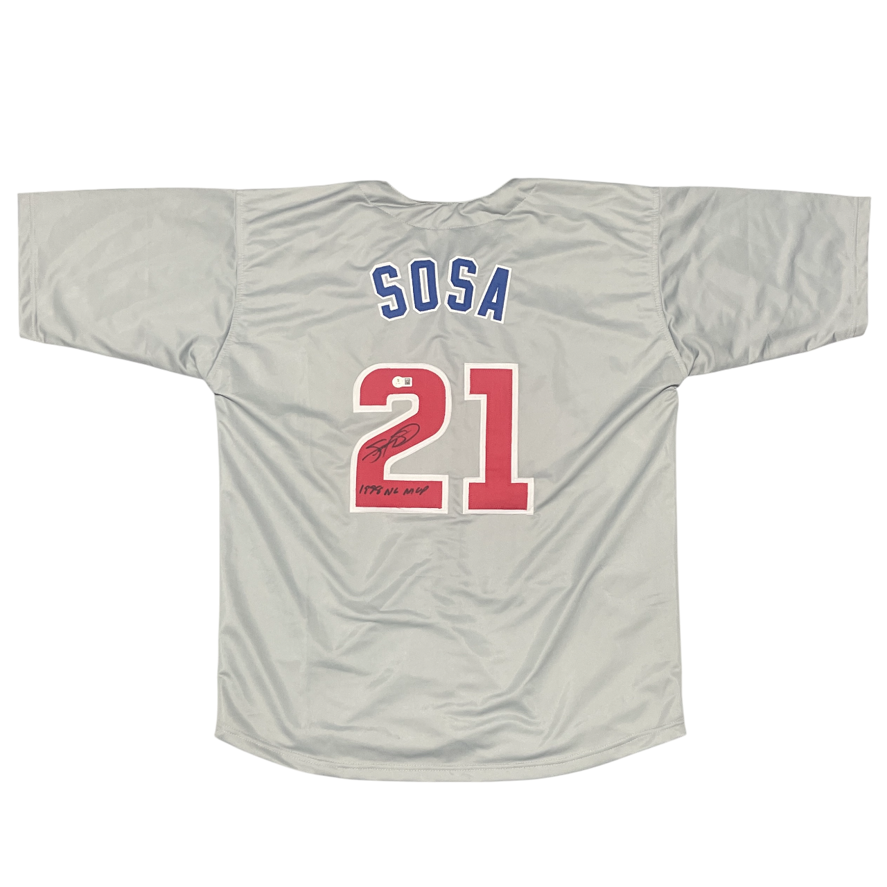 Sammy Sosa Signed Custom Jersey w/ 1998 NL MVP Beckett Witness Authenticated-Powers Sports Memorabilia