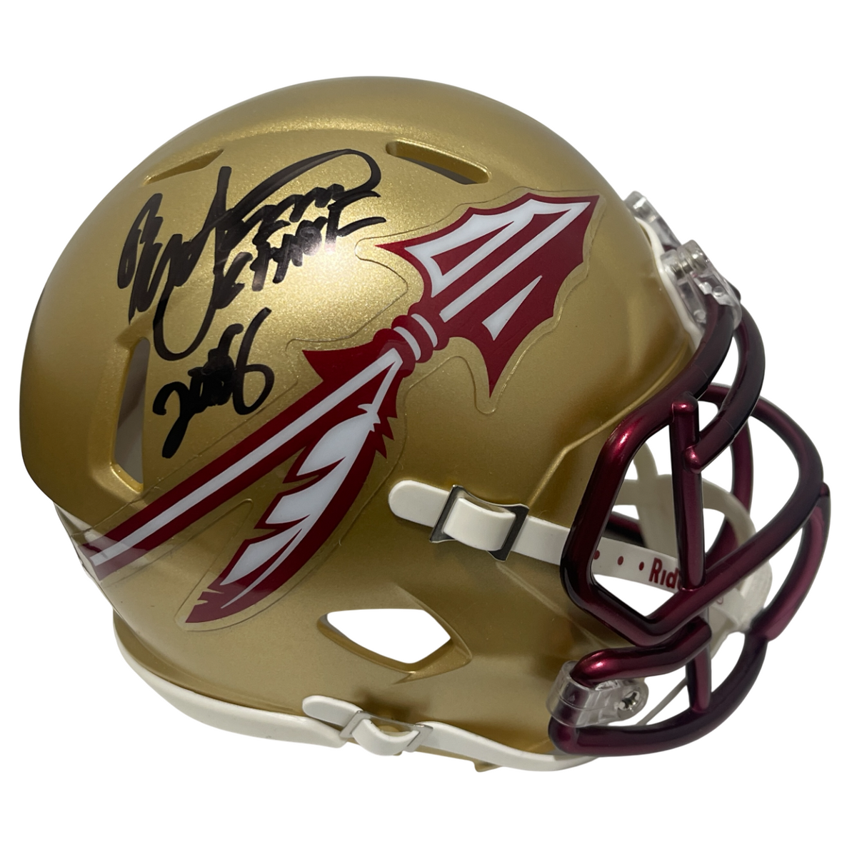 Ron Simmons Signed Florida State Gold Mini Helmet w/ CHOF 2008 Beckett Wit COA-Powers Sports Memorabilia