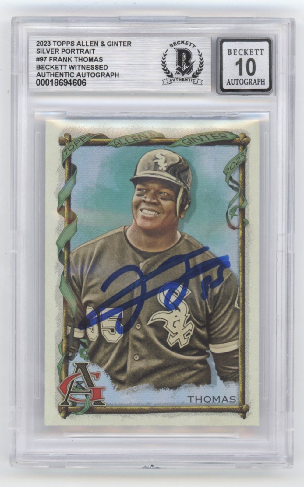 Frank Thomas 2023 Topps Allen Ginter Silver Portrait Signed Beckett BGS 10 Auto-Powers Sports Memorabilia