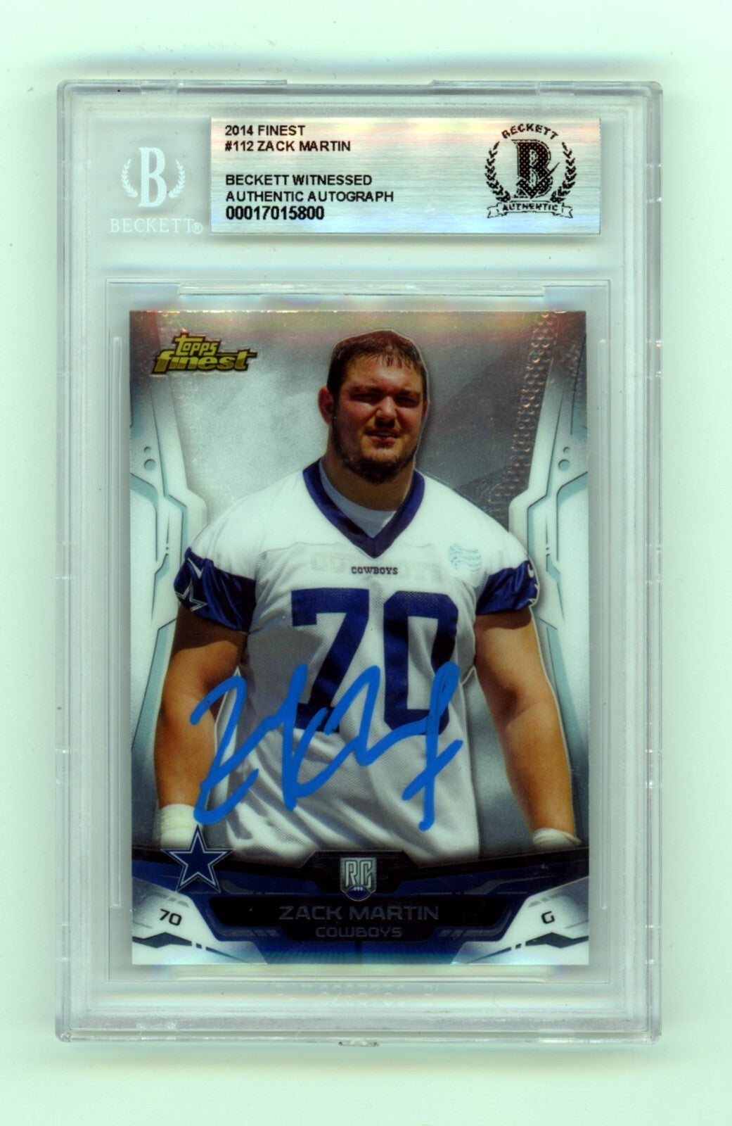 Zack Martin 2014 Topps Finest #112 Signed Rookie RC BGS Authentic Auto Cowboys-Powers Sports Memorabilia