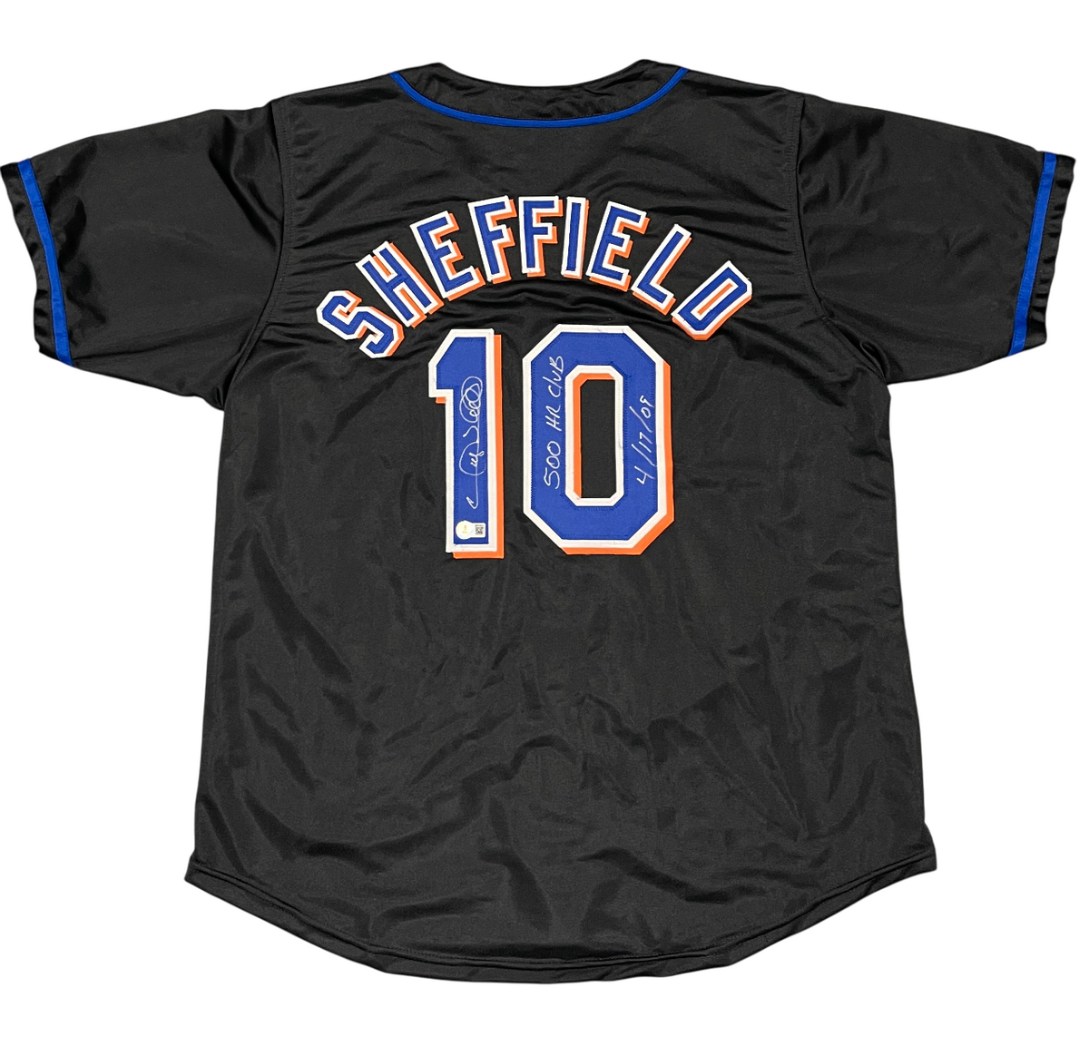 Gary Sheffield Signed Mets Custom Jersey w/ 500 HR Club Beckett Witness BAS COA-Powers Sports Memorabilia