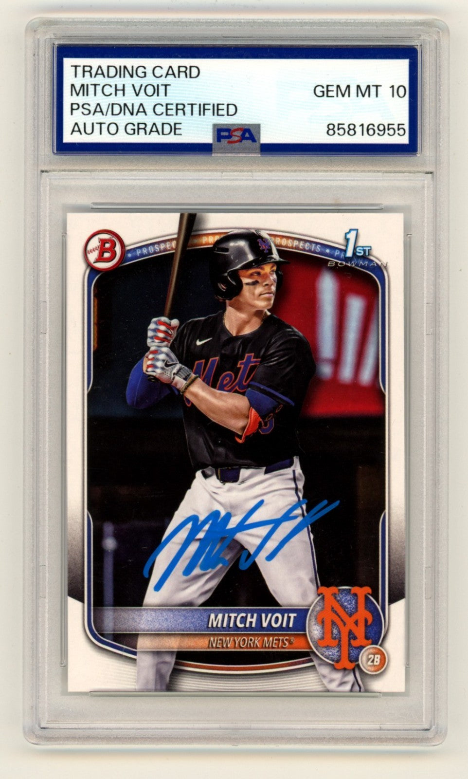 Mitch Voit 2025 Bowman Draft #BD-71 1st Rookie RC PSA 10 Auto New York Mets-Powers Sports Memorabilia