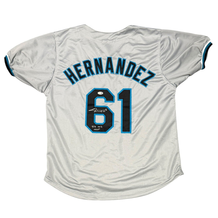 Livan Hernandez Signed Marlins Custom Jersey w/ 97 WS MVP JSA Witness COA-Powers Sports Memorabilia