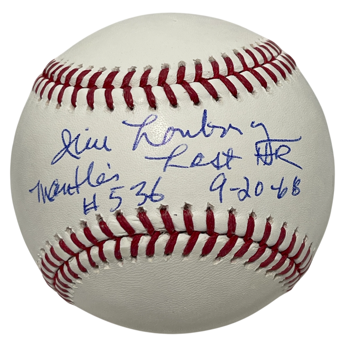 Jim Lonborg Signed Auto ROMLB Baseball w/ Mantle Last HR Beckett Witness Authenticated-Powers Sports Memorabilia