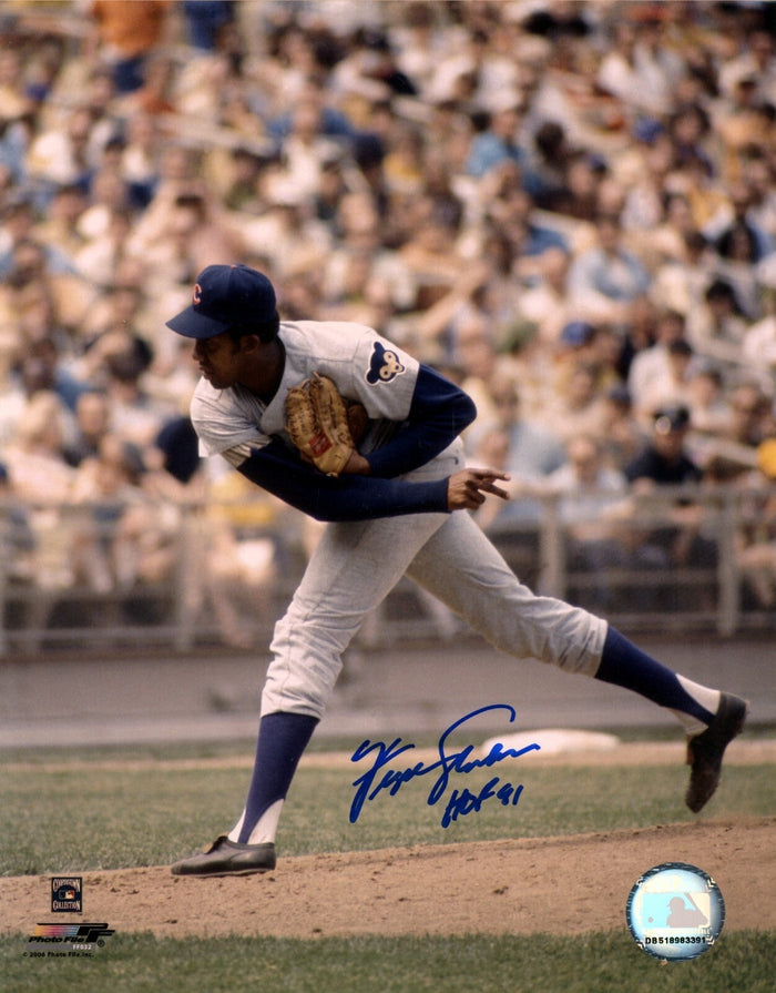 Fergie Jenkins Signed Chicago Cubs 8x10 Photo File w/ HOF 91 LSCM Authenticated-Powers Sports Memorabilia