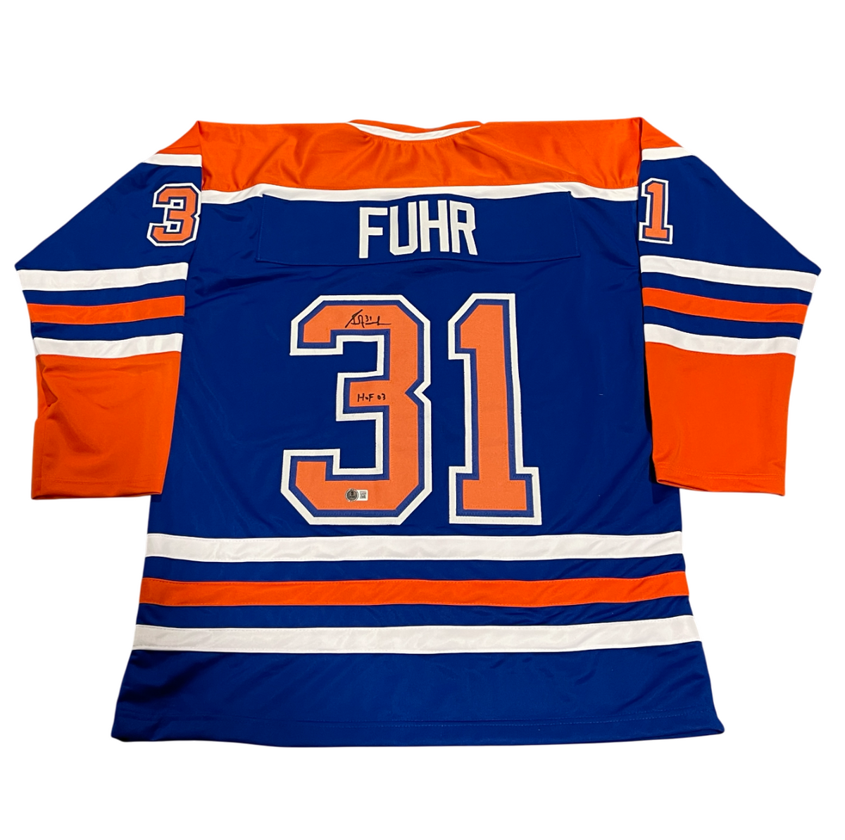 Grant Fuhr Signed Edmonton Oilers Custom Jersey w/ HOF 03 Beckett W BAS COA-Powers Sports Memorabilia