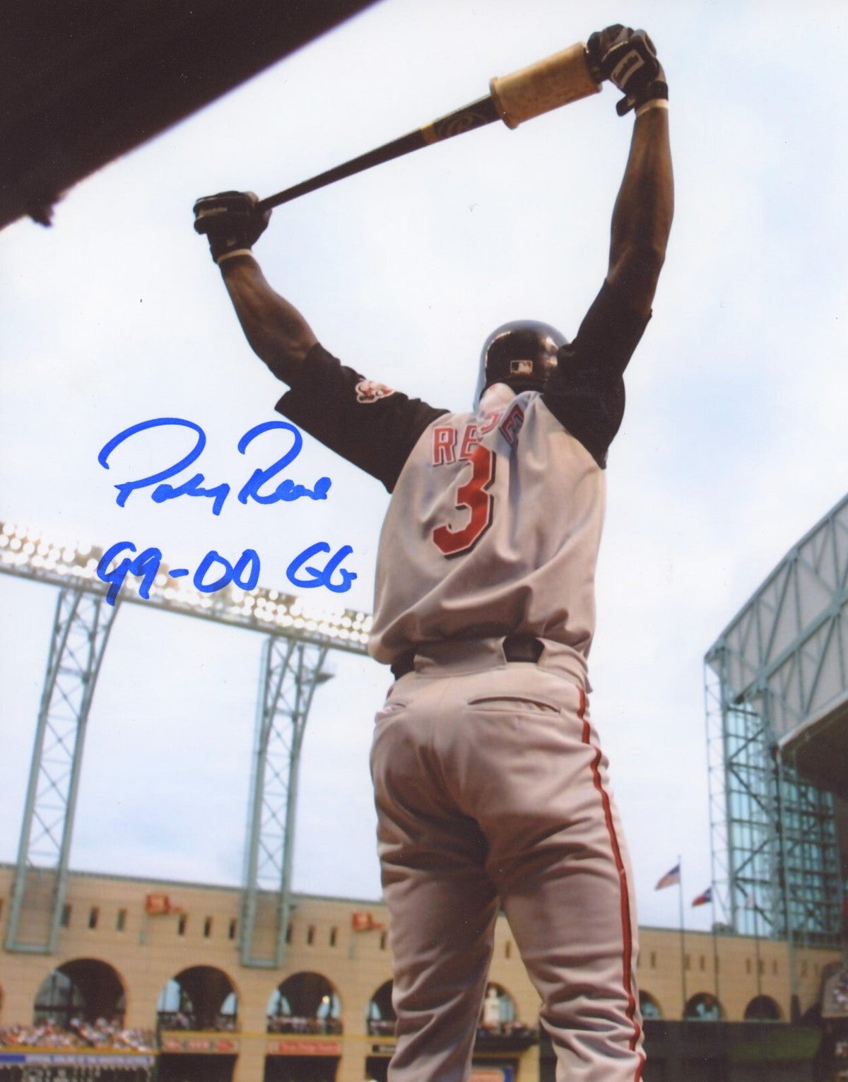 Pokey Reese Signed Cincinnati Reds 8x10 Photo w/ 99-00 GG LSCM Authenticated-Powers Sports Memorabilia