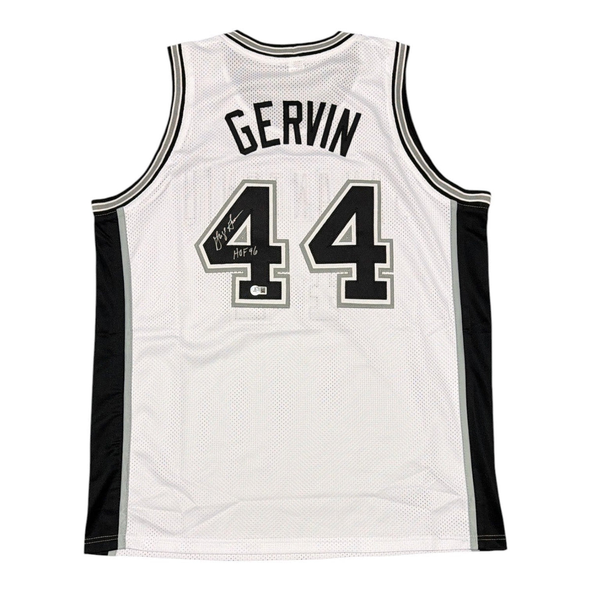George Gervin Signed Custom Jersey w/ HOF 96 Beckett W Beckett Authenticated-Powers Sports Memorabilia