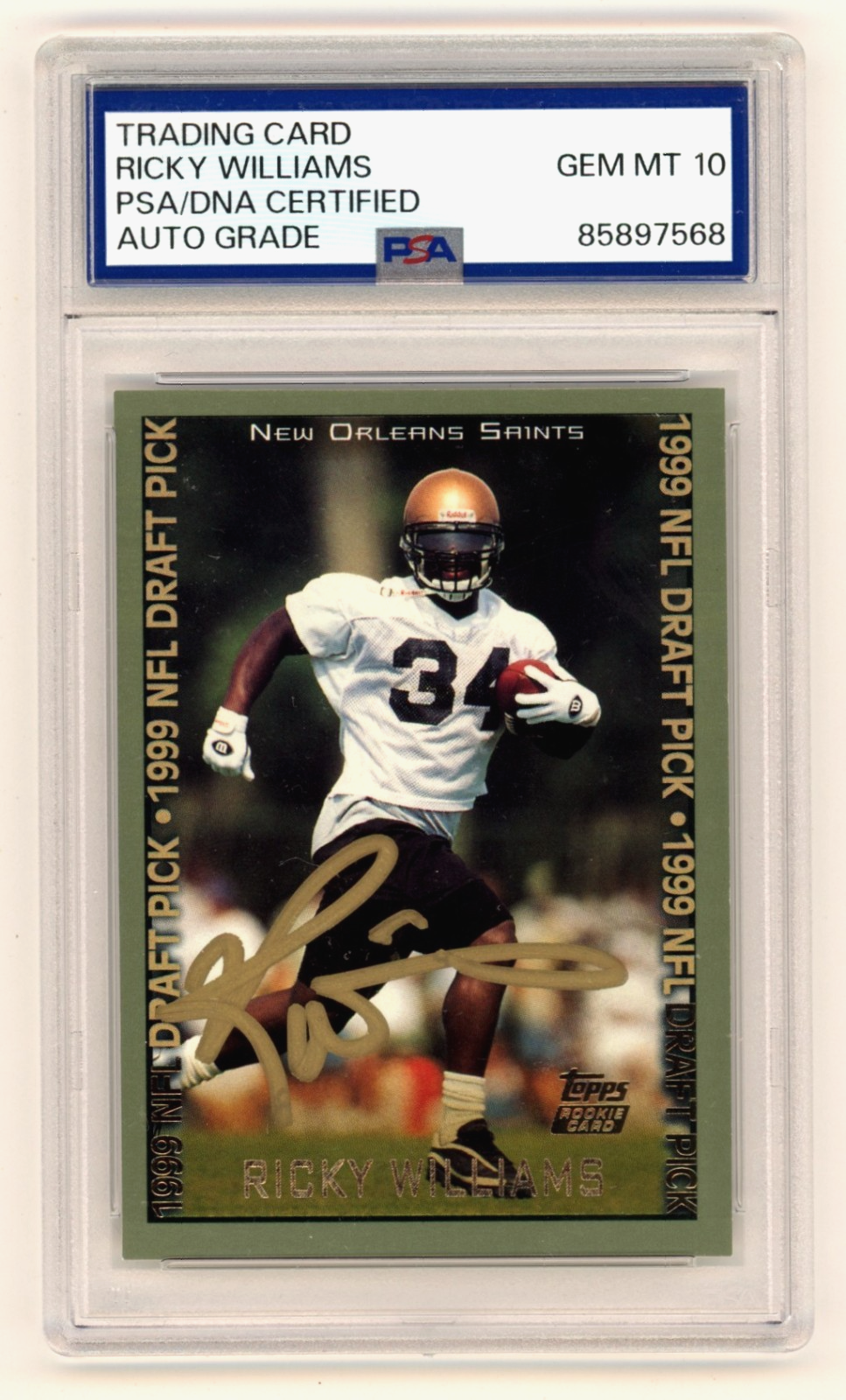 Ricky Williams 1999 Topps #329 Signed Auto Rookie RC PSA 10 Auto Saints-Powers Sports Memorabilia