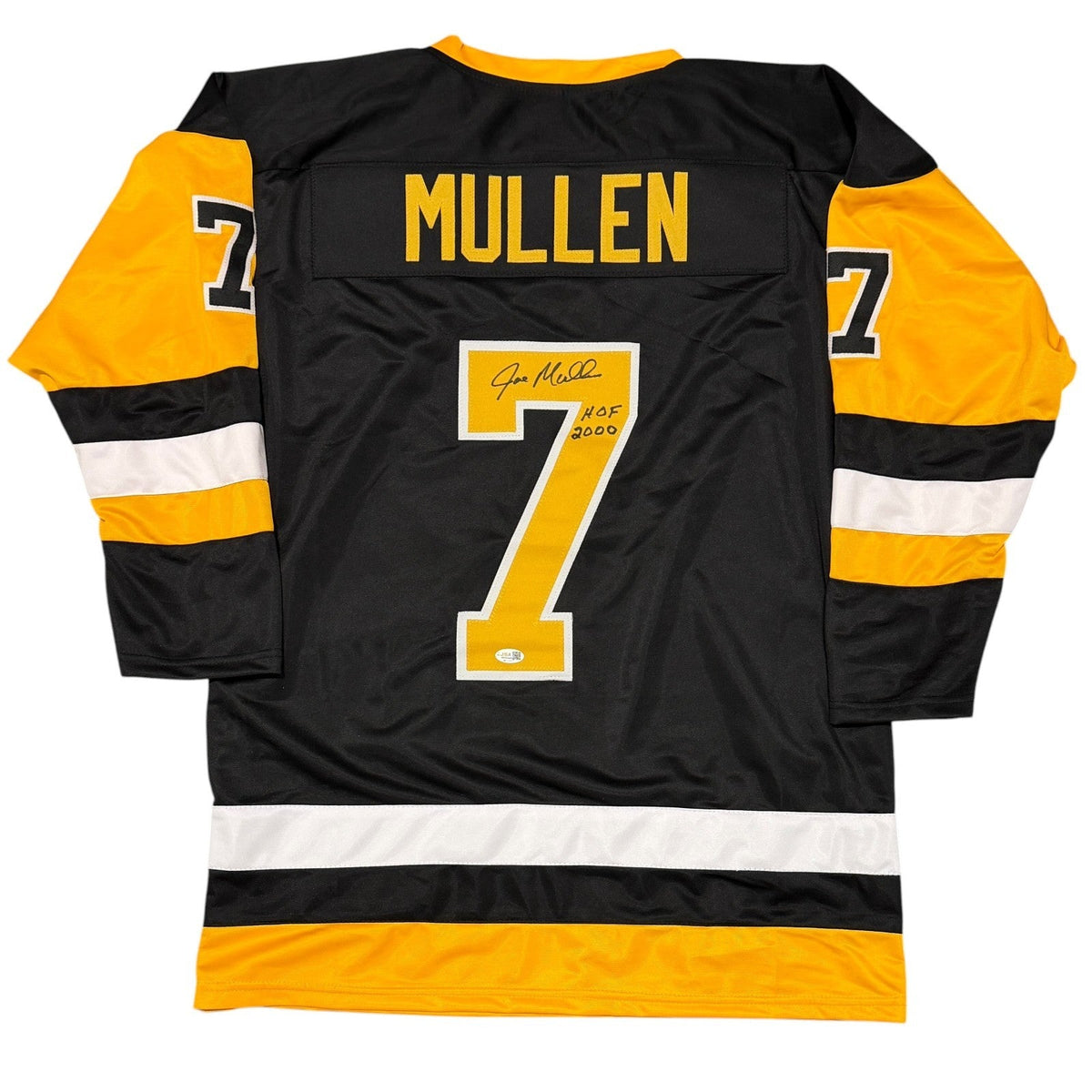 Joe Mullen Signed Pittsburgh Penguins Custom Jersey w/ HOF 2000 JSA Witness COA-Powers Sports Memorabilia