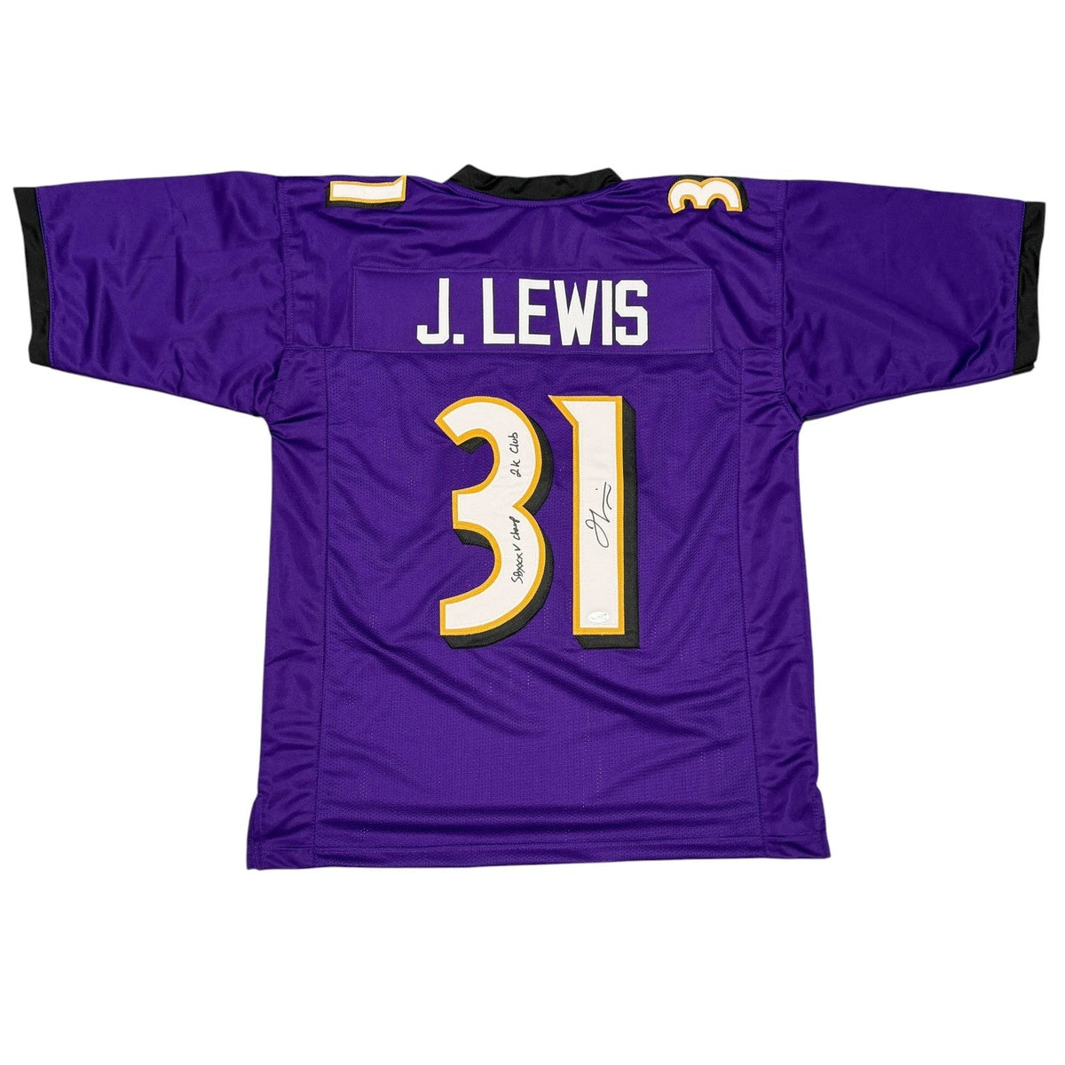 Jamal Lewis Signed Ravens Custom Jersey w/ SB XXXV Champ + 2K Club JSA Witness Authenticated-Powers Sports Memorabilia